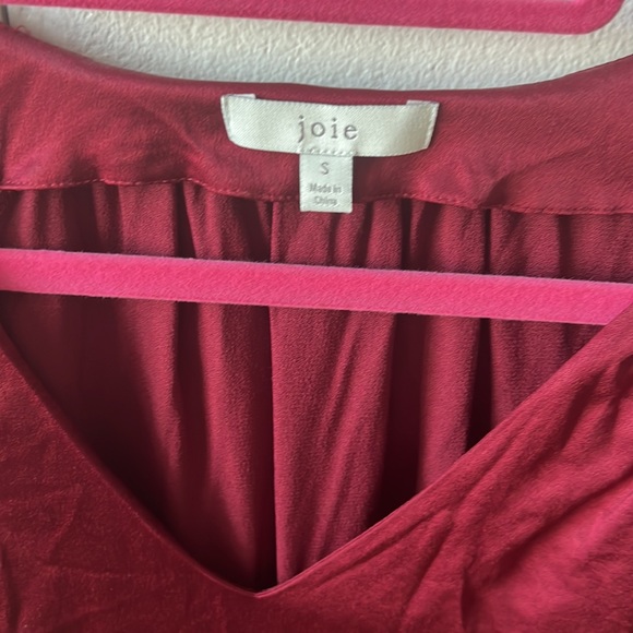 Joie Ankita Short Sleeve Flutter Sleeve Top, Burgandy Garnet Color - Picture 4 of 5